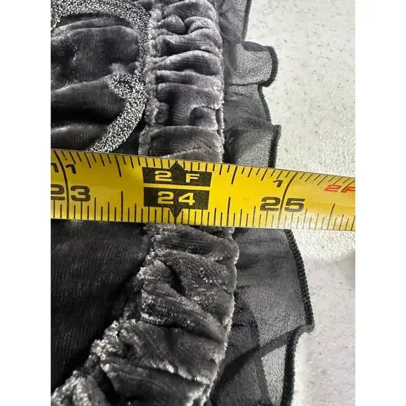 Chico's Velvet Silver Cord Ruffled Jacket sz XL Dark Grey Boho Retro V Neck E10 - Picture 7 of 7